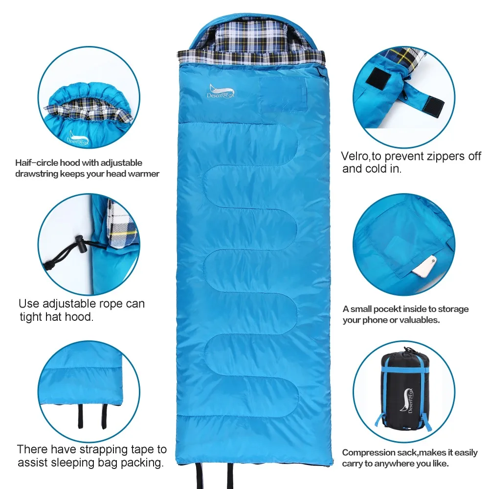 Хлопковые фланелевые спальные мешки с подушкой для пустыни и лисы, зимний портативный компрессионный мешок для альпинизма, спальный мешок для кемпинга