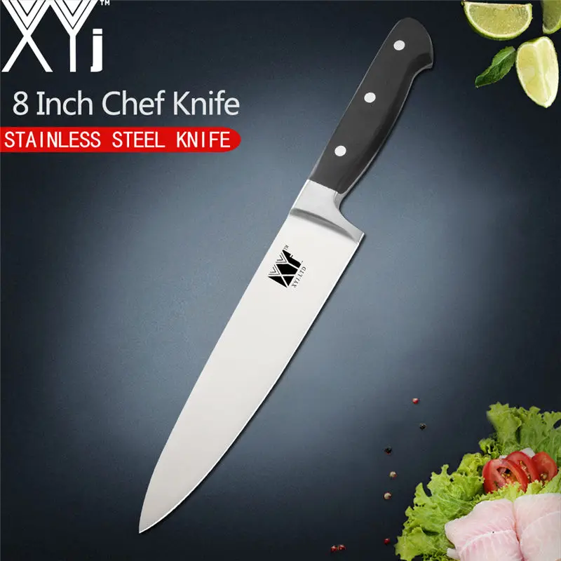 XYj японский инструмент для очистки овощей Santoku для нарезки хлеба шеф-повара из нержавеющей стали кухонный нож с антипригарным лезвием полный Тан инструменты для приготовления пищи - Цвет: 8 inch Chef