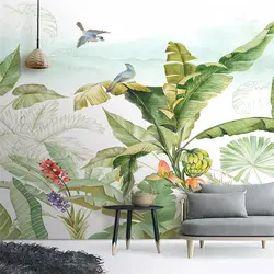 Beibehang обычай Nordic ручная роспись тропических растений цветы и фон с птицами Декоративные Бумага для рисования де parede обои