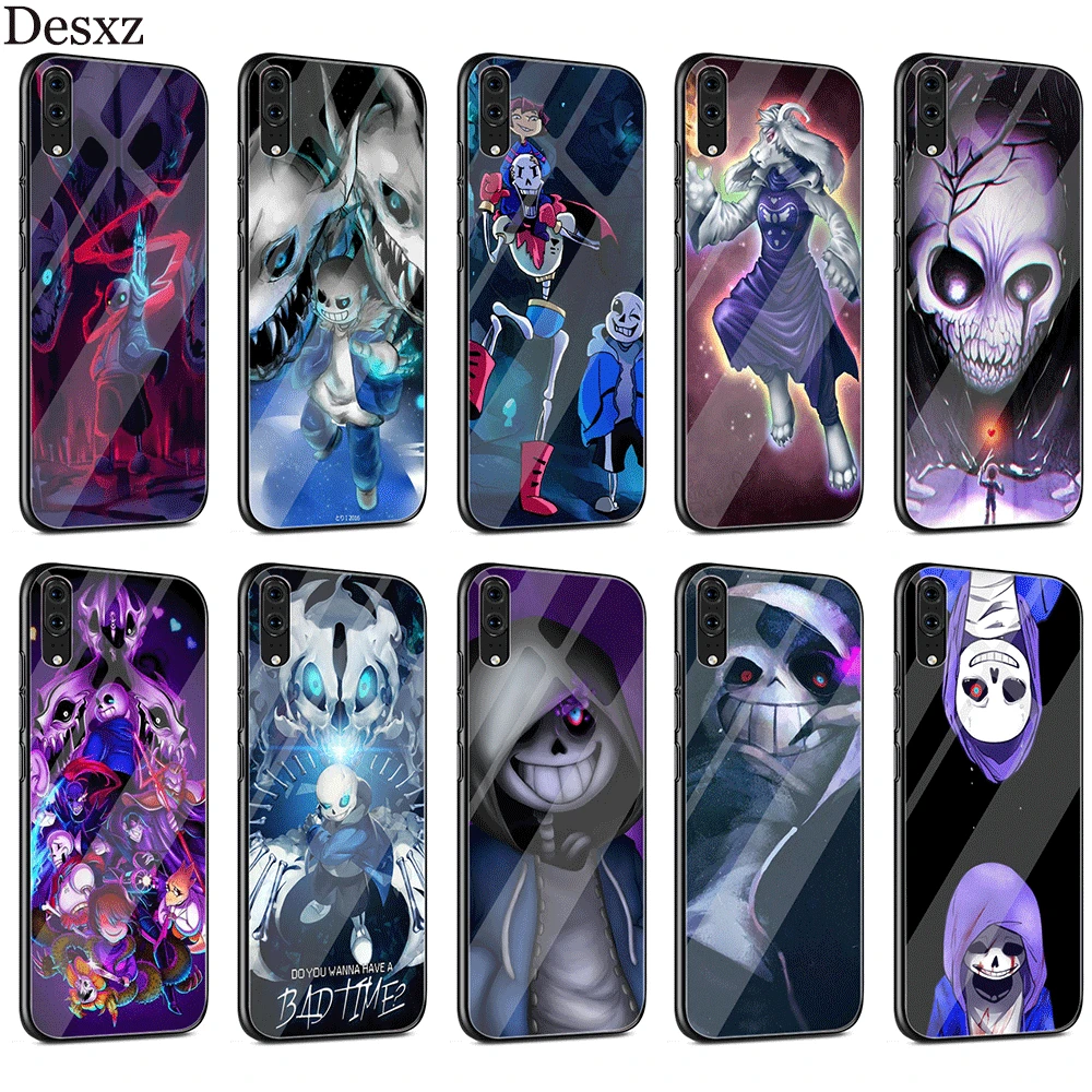 

Gerleek Undertale Sans Glass Case For Huawei P10 P20 Pro P Smart Mate 10 20 Lite Y6 Y9 Honor 7A 8X 9 10 2018 2019 Cover