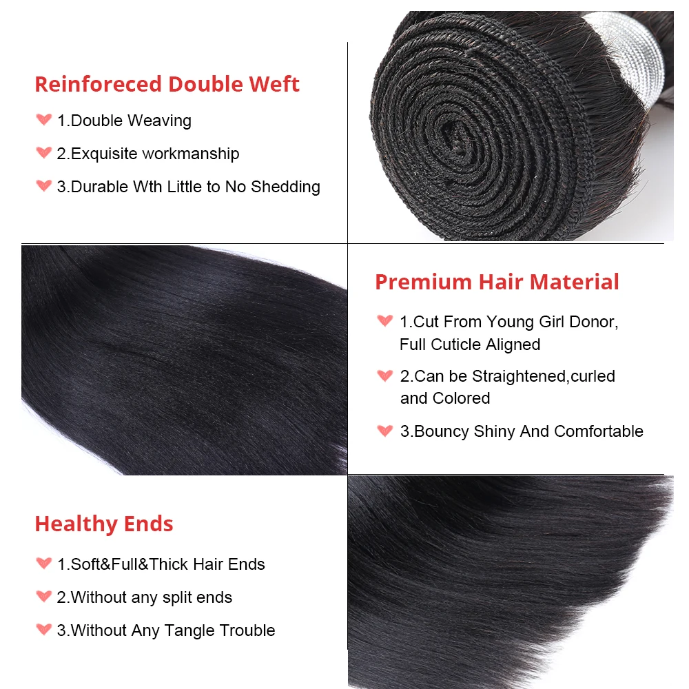 Yaki Human Hair Brazilian Hair Weave Bundles 3 Light Yaki Straight Hair Extensions 1 Piece Dolago Virgin Human Hair Products