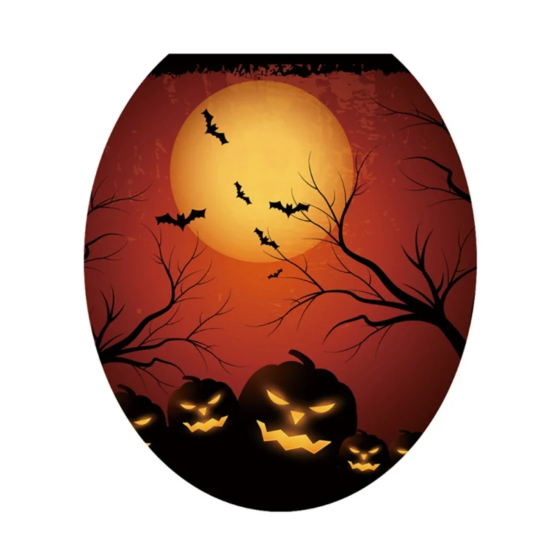 

Halloween Pumpkin lantern Toilet Seat Cover Horror Toilet Stickers Removable For Home Decoration Stickers