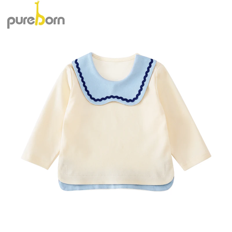 

Pureborn Toddler Infant Newborn Baby Girls Clothes Long Sleeve Tops Cute Peter Pan Collar Blouse Infant Cotton Clothing