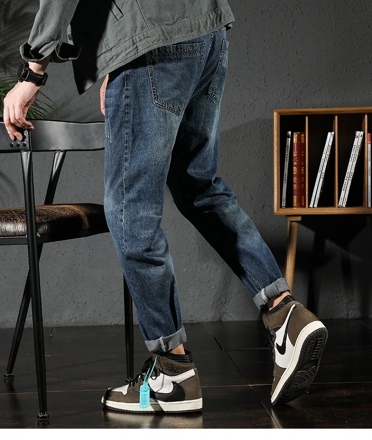 Осенние джинсы мужские модные повседневные свободные джинсы 2019 новые мужские джинсовые брюки с карманами на молнии и пуговицами