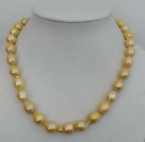 

Free Shipping >>>>> 12-13mm natural south seas kasumi gold pearl necklace 18inch
