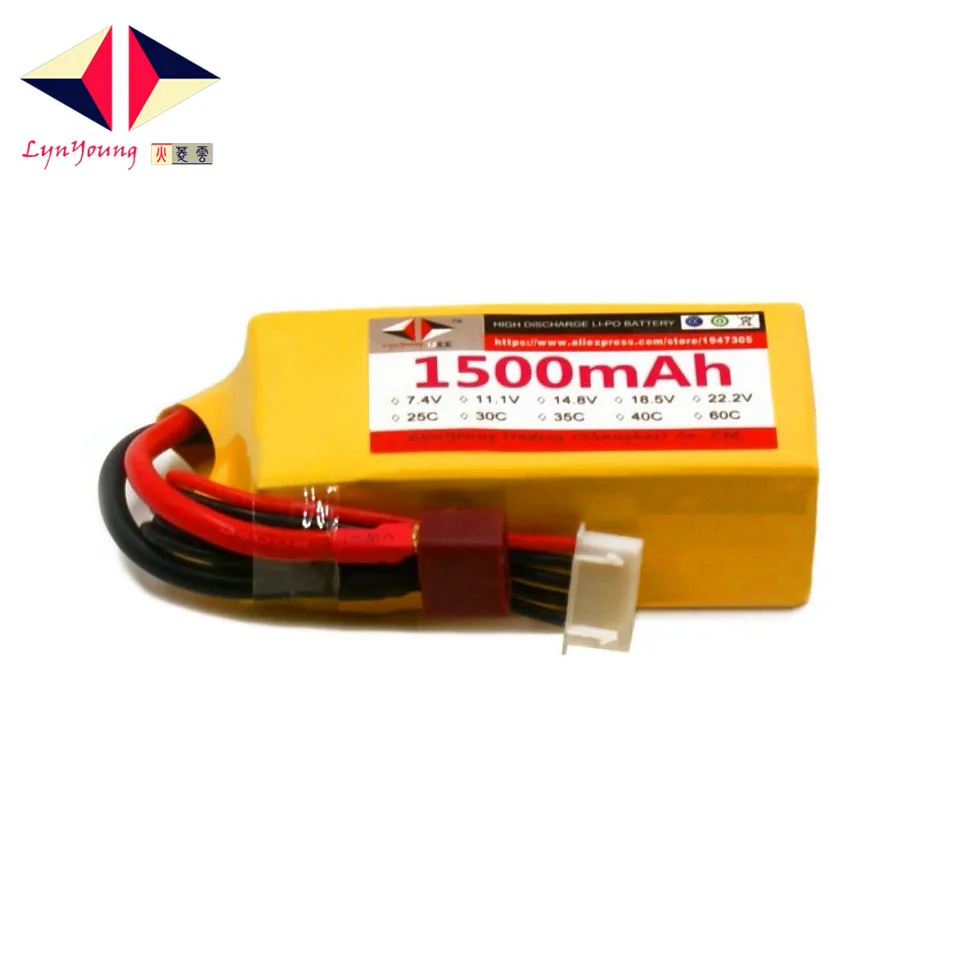 

LYNYOUNG Lipo RC battery30C 4S 1500mAh 14.8V for Racing Car Drones Helicopter Quadcopter UAV plane