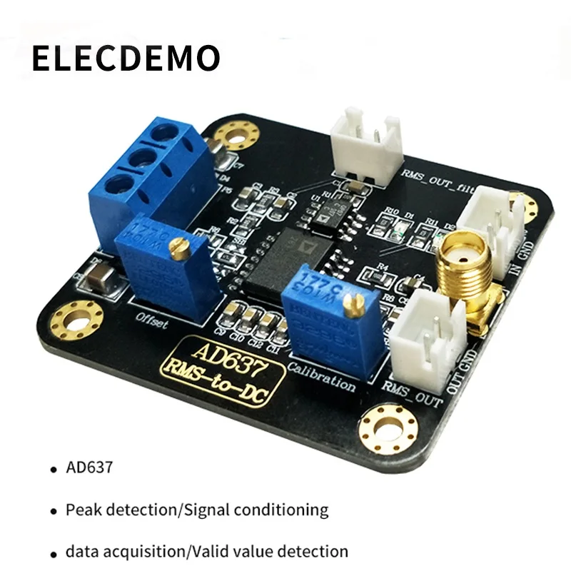 Módulo de Detecção Módulo de Detecção de Tensão de Pico Módulo de Saída Tensão com Função de Filtro de Baixa Tensão Pico dc Passagem Placa Demonstração Ad637 Rms de - Imagem 2