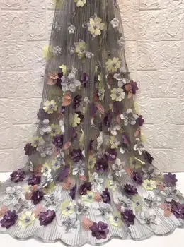 

3d flower ZH-11411 embroidery fabric 9 colors option nigerian tulle lace fabric French Net Lace Fabric