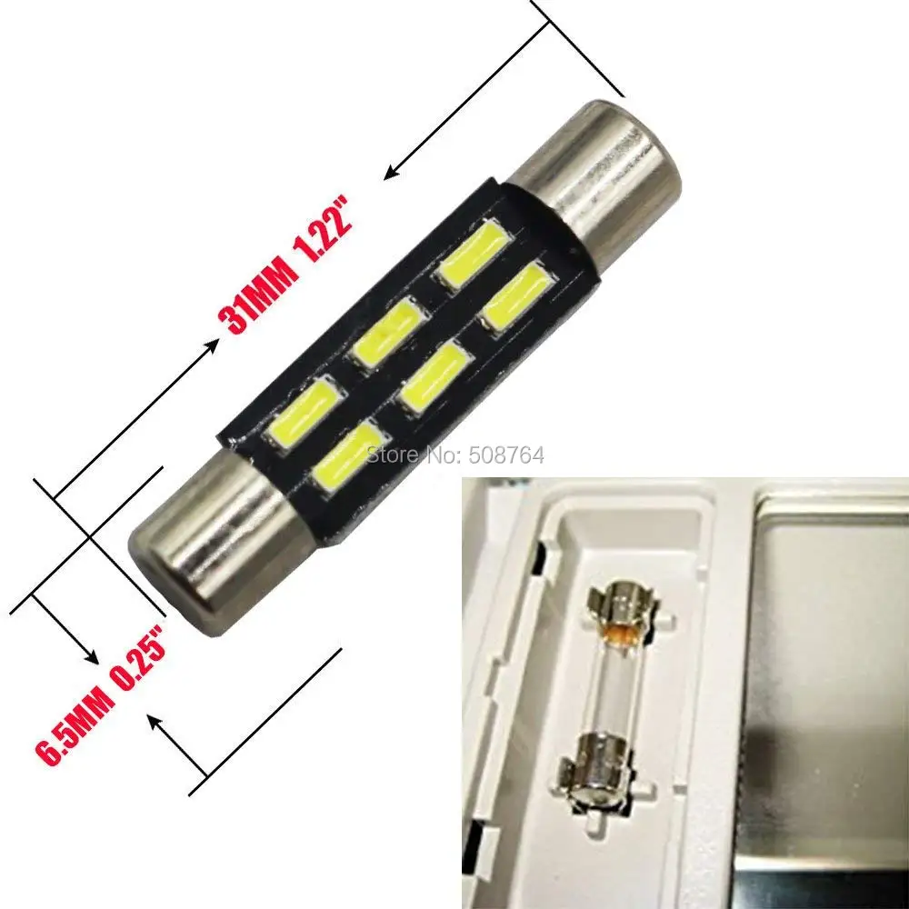 1 шт. дневные ходовые огни 12V Белый Авто 28 мм, 31 мм в диаметре, 4014 чип 6-SMD Лампы для чтения купол с фестонами солнцезащитный козырек туалетное зеркало светодиодный светильник лампы 6615F 3175