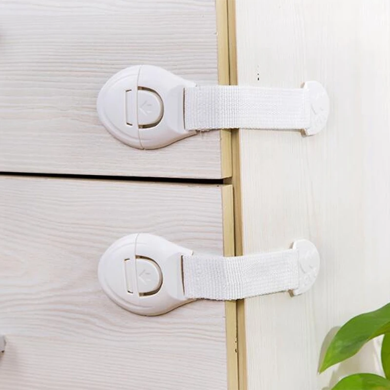 

10 Pieces Of Child Protection Lock Long Drawer Door Cabinet Lock Plastic Child Protection Lock Door Lock