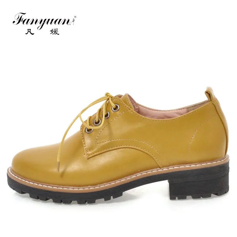 

Fanyuan Women 2018 Spring/Autumn New Arrival Round Toe Lace-up Women Oxford Shoes Fashion Vintage Casual Flat Shoes Women