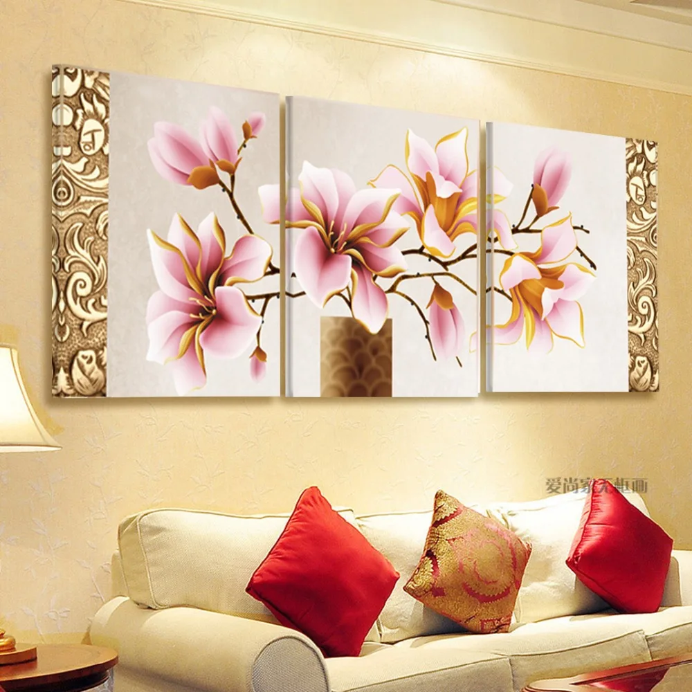 No Frame 3pcs Print Canvas Wall Art Orchids Decoration Art Oil Painting Modular Pictures On The