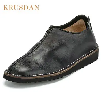 

Fashion brand design Genuine leather Soft face loafers shoes breathable pedal lazy shoes men manual flat casual Walking Shoes