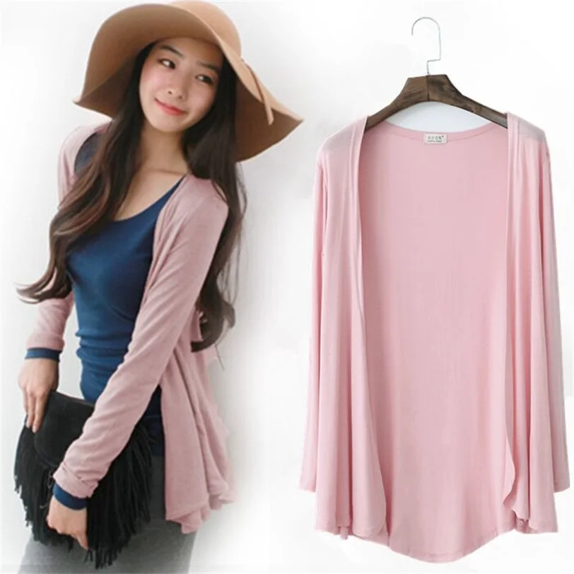 

In spring and summer sun protection clothing female big yards long section modal thin models long-sleeved cardigan coat wild