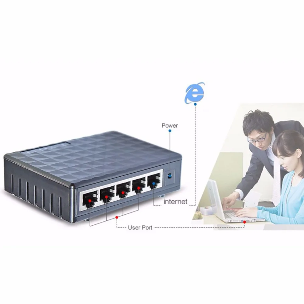 Ethernet Network Desktop Switch 5 Port 1000Mbps Lan Fast Internet Hub EU plug