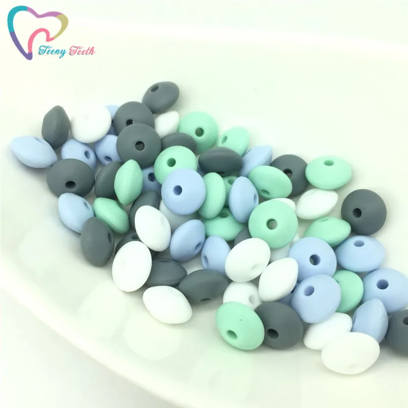 

Teeny Teeth 50 PCS Lentils Silicone Beads Food Grade Infant Teething Chew Abacus Beads Baby DIY Pacifier Chain Toy Accessories