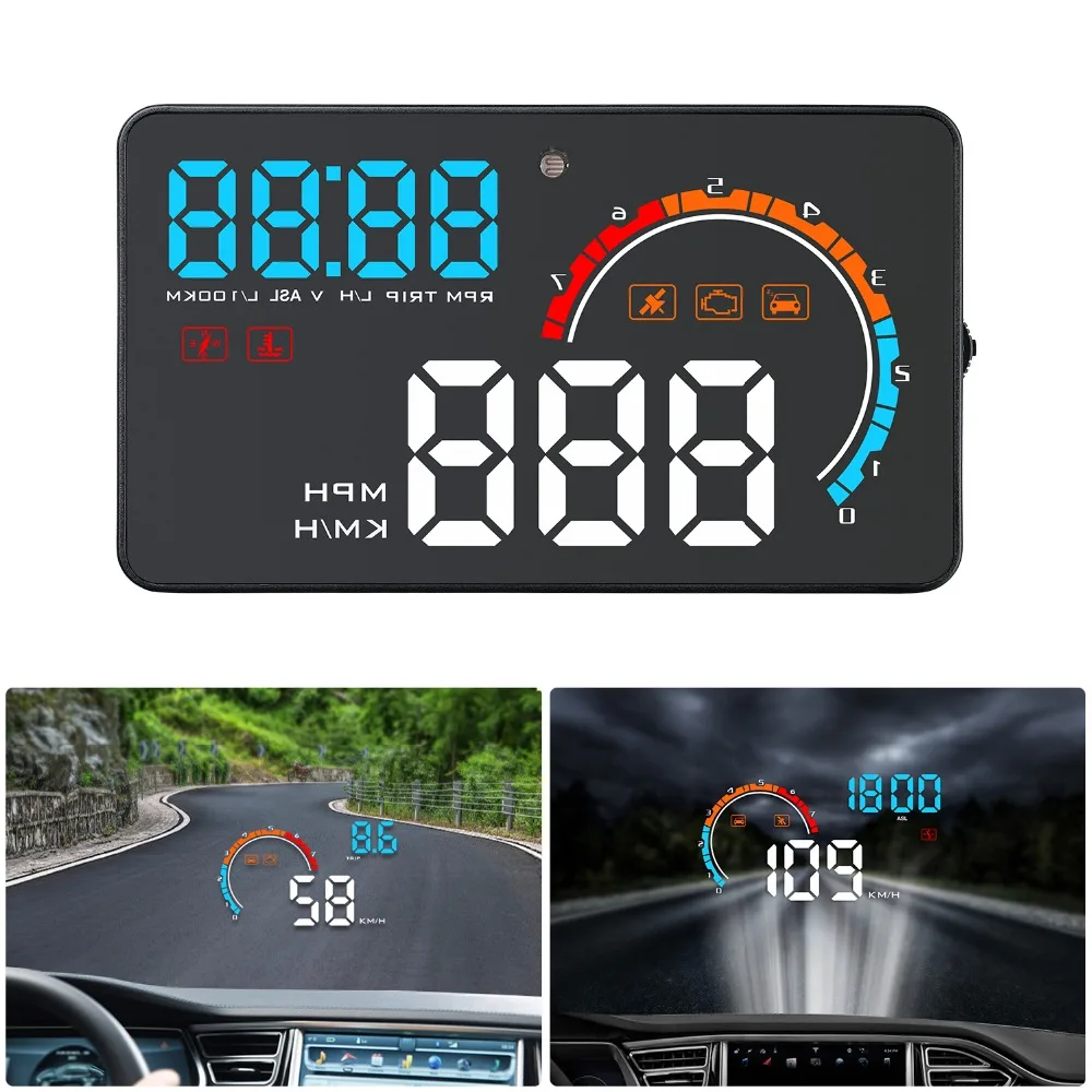 4 дюйма OBD2 + gps HUD Автомобиль BOD2 Head Up Дисплей проектор на лобовое стекло Скорость