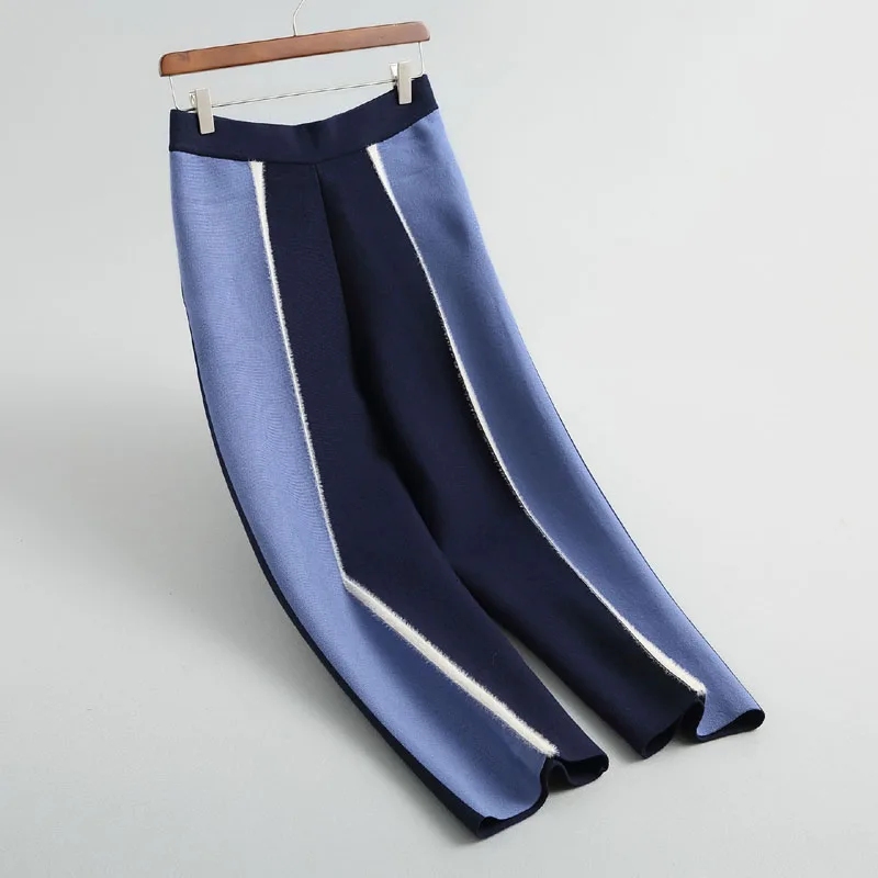 J968 Новое поступление корейская мода цвет блок элегантный свитер брюки дамы осень зима шикарные трикотажные брюки - Цвет: as photo
