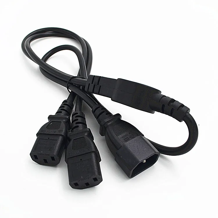 

60CM High Quality IEC 320 C14 Male to 2 x C13 Female Y Splitter Cable About 1 pcs