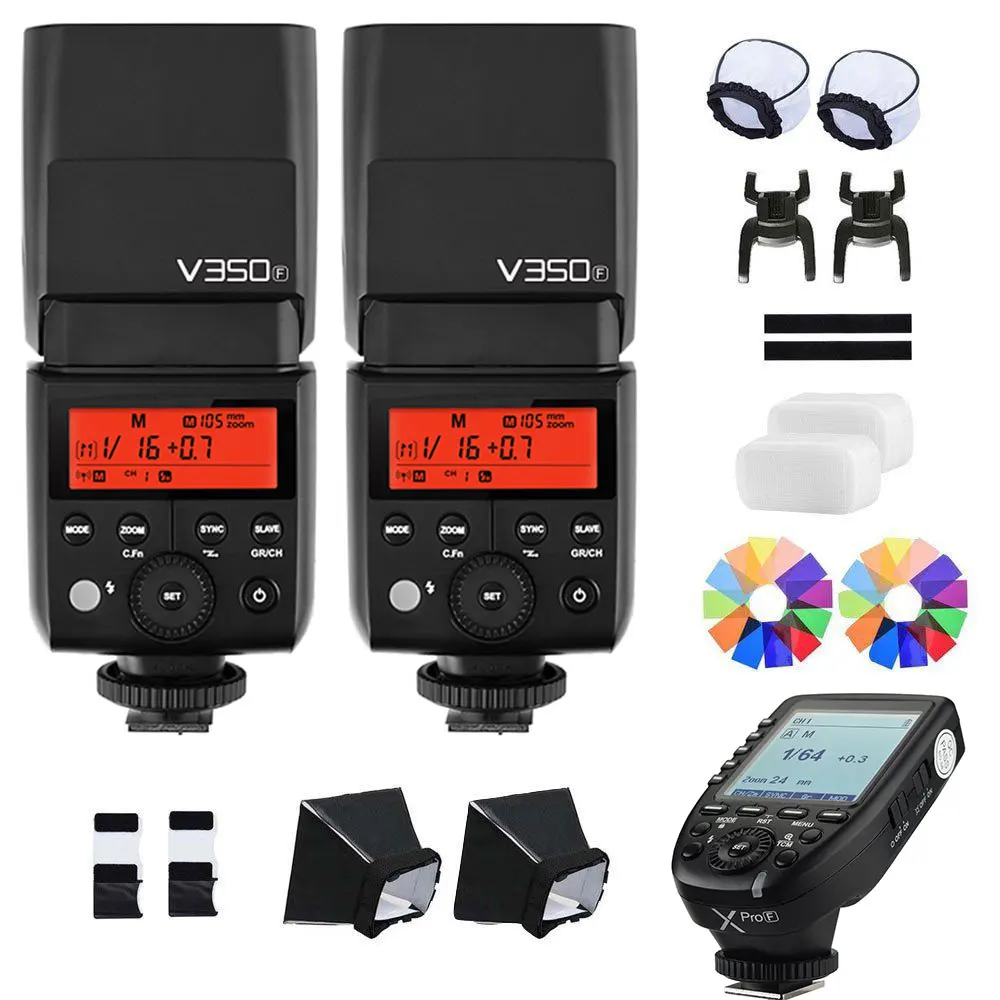 

2X Godox V350F TTL HSS 1/8000s Speedlite Flash Built-in 2000mAh Li-ion Battery with Xpro-F Trigger For Fujifilm/ Fuji