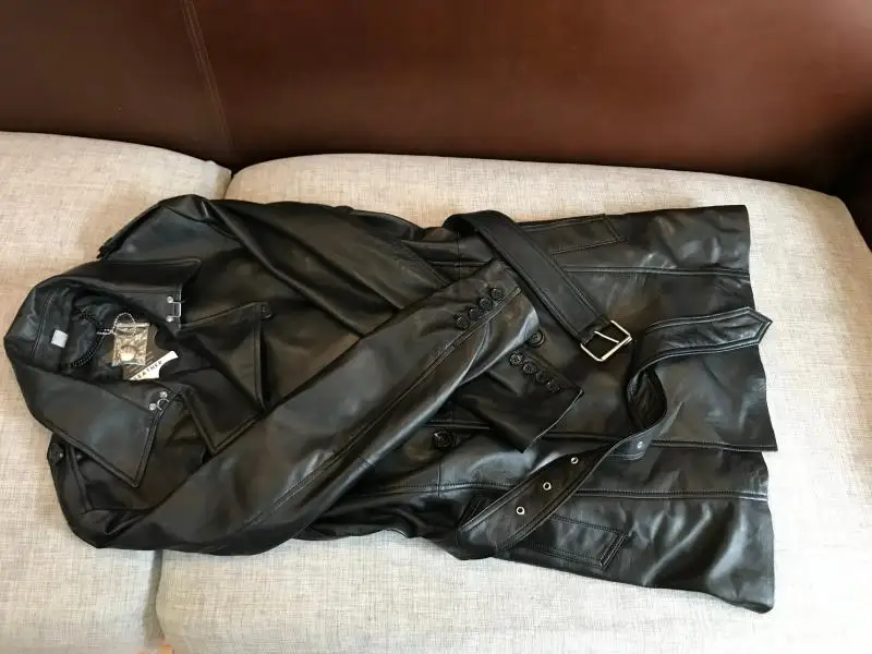 Best So tender!Only 37 pieces!Exported to Japan!Italy without coating lamb skin leather leather male long windbreaker 25
