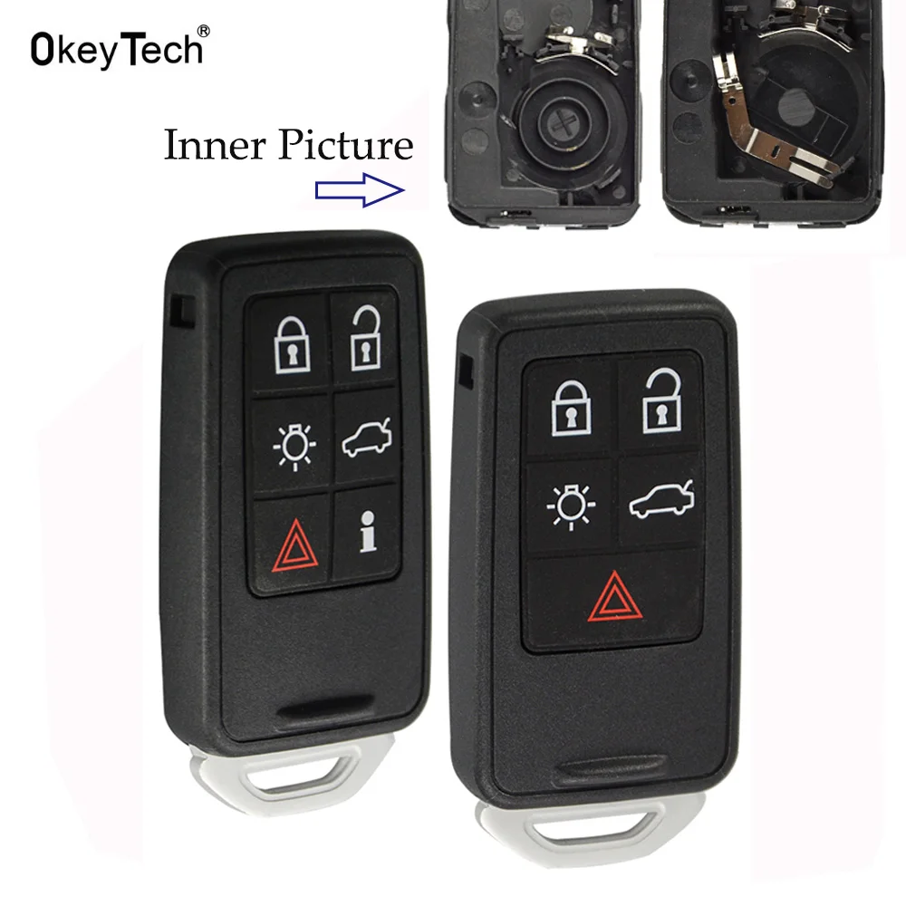 OkeyTech 5 Button Smart Auto Remote Car Key Shell for Volvo S60 V60 S70