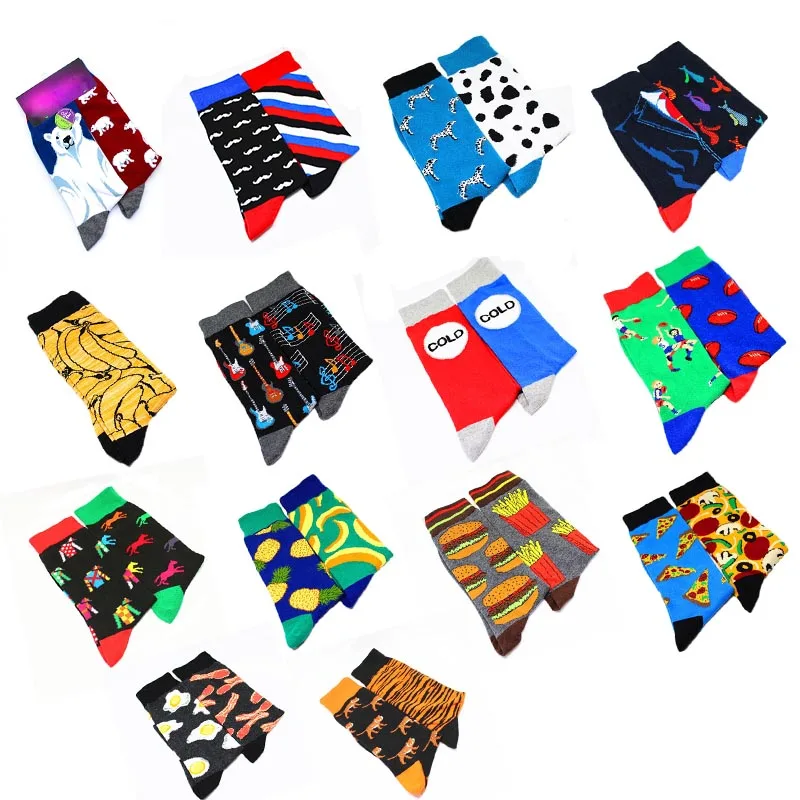 

Harajuku Funny Socks Food Hamburg/Pizza/Sushi happy Socks man Divertidos Milk Creative Life Sokken Chaussette Homme