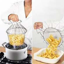 Fry Chef de Acero inoxidable Cestas Plegable Verduras Carne Canasta Freidora Francés Neta Tamiz Colador de Cocina Herramienta de Cocina