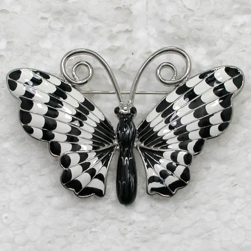 Белая черная эмалированная брошь бабочка C791 A|enamel brooch|pin broochbrooch butterfly |