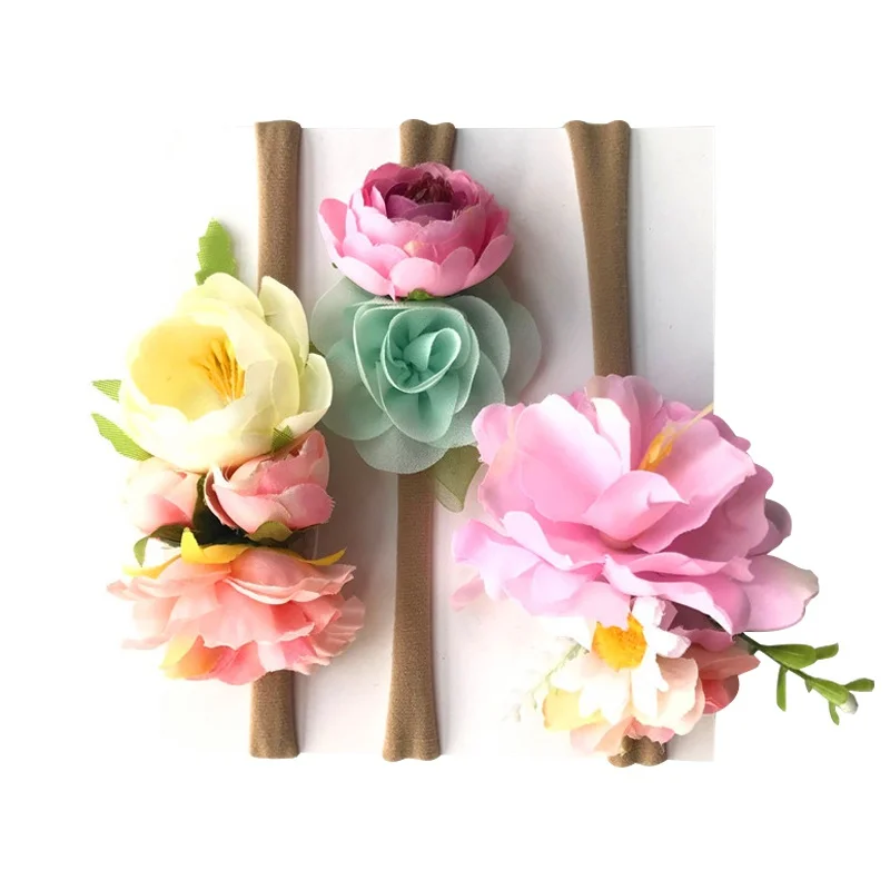 

Europe US Popular Headband Artificial Flower Suit Nylon Baby HairBand All that can be a baby Headwear Hair AcessoriesA