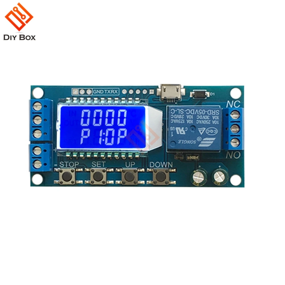 

Micro USB Digital LCD Display Time Delay Relay Module DC 6-30V Control Multifunction Timer Switch Trigger Cycle Module Board