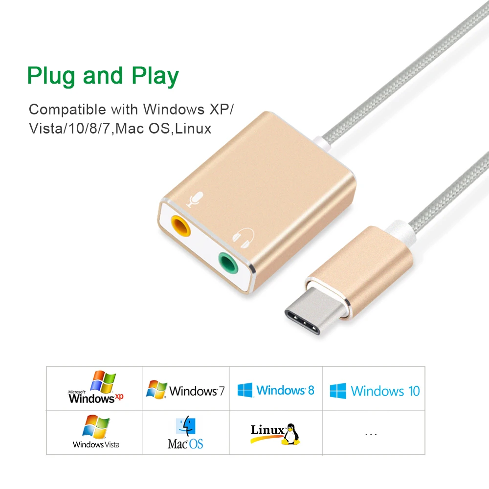Звуковая карта GOOJODOQ 7 1 внешняя звуковая Usb Type C для Macbook Pro Air USB 3 5 мм аудиоразъем