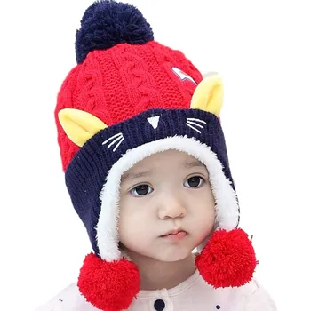 

2017 New Winter Hat Warm Cute Infant Beanie Cap Cute Baby Children Boys Girls Animal Cat Ear Kids Crochet Knitted Hat j2