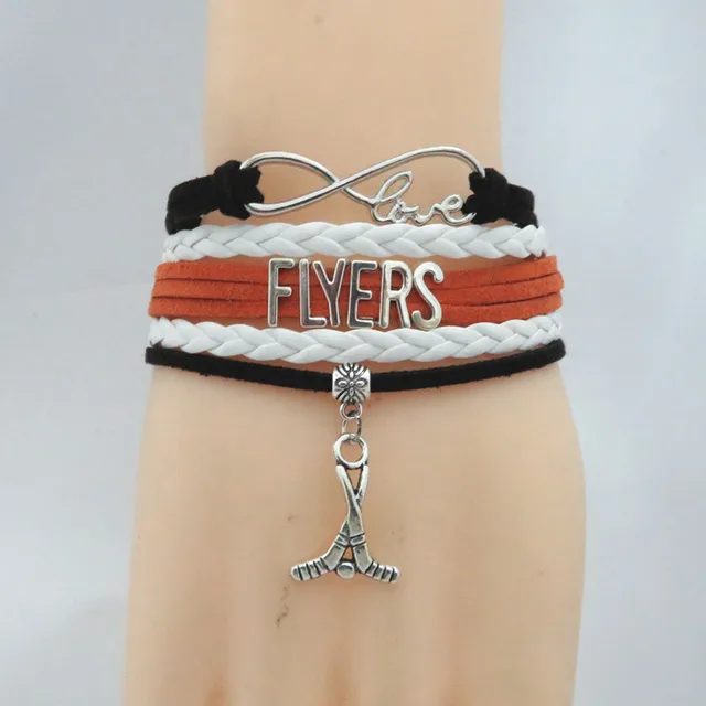 fashion flyers bracelet hockey charm leather bracelets bangles for flyers bracelet with charm