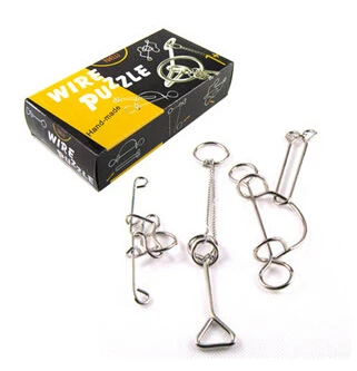 

3PCS/Set IQ Metal Brain Teaser Wire Puzzles Game for Adults Children