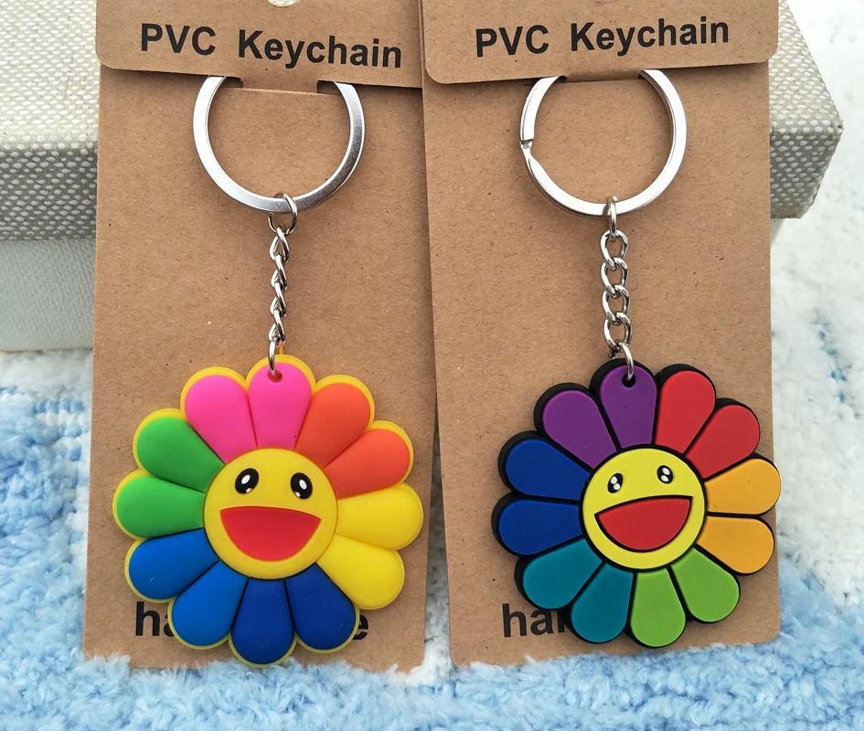

IVYYE 1PCS Colorful Sunflower Anime Key Chain PVC Figure Keyring cute Toys Keychain Keyholder Birthday Gift Unisex NEW