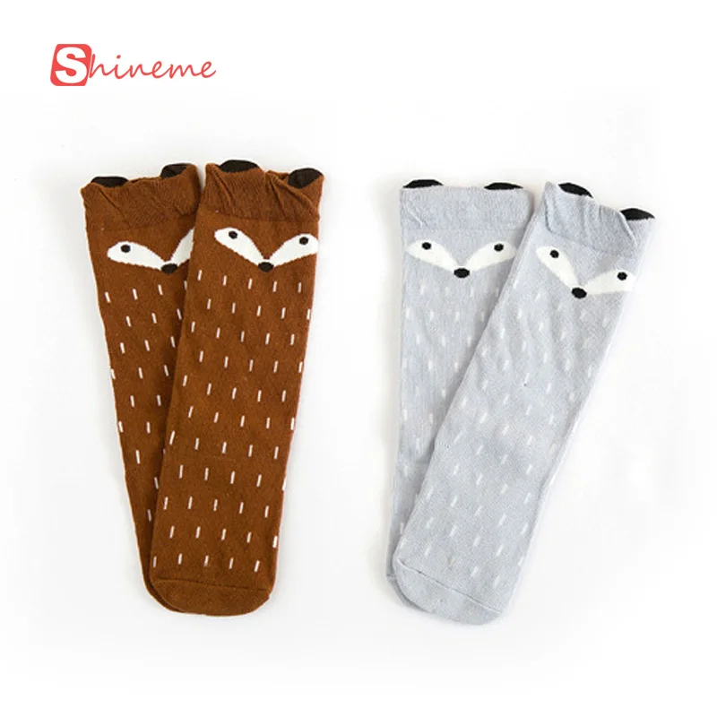 

New Cotton Cute Fox Kids Children Girls Baby Socks Hosiery Grey Winter Happy Compression Thermal High Running Knee Long Socks