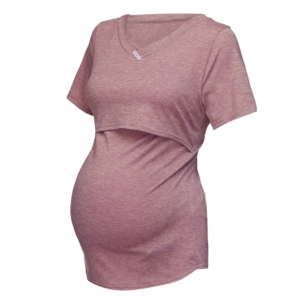 

Summer New Fashion Women's Short Sleeve Pure Colour Tops Breastfeeding Nusring Maternity Clothes Wholesale Free Ship Z4