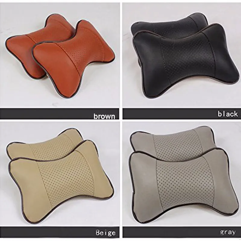 02  Leather Car Pillow Breathe Hole-digging Car Vehicle Auto Seat covers Headrest Supplies Neck Auto Safety