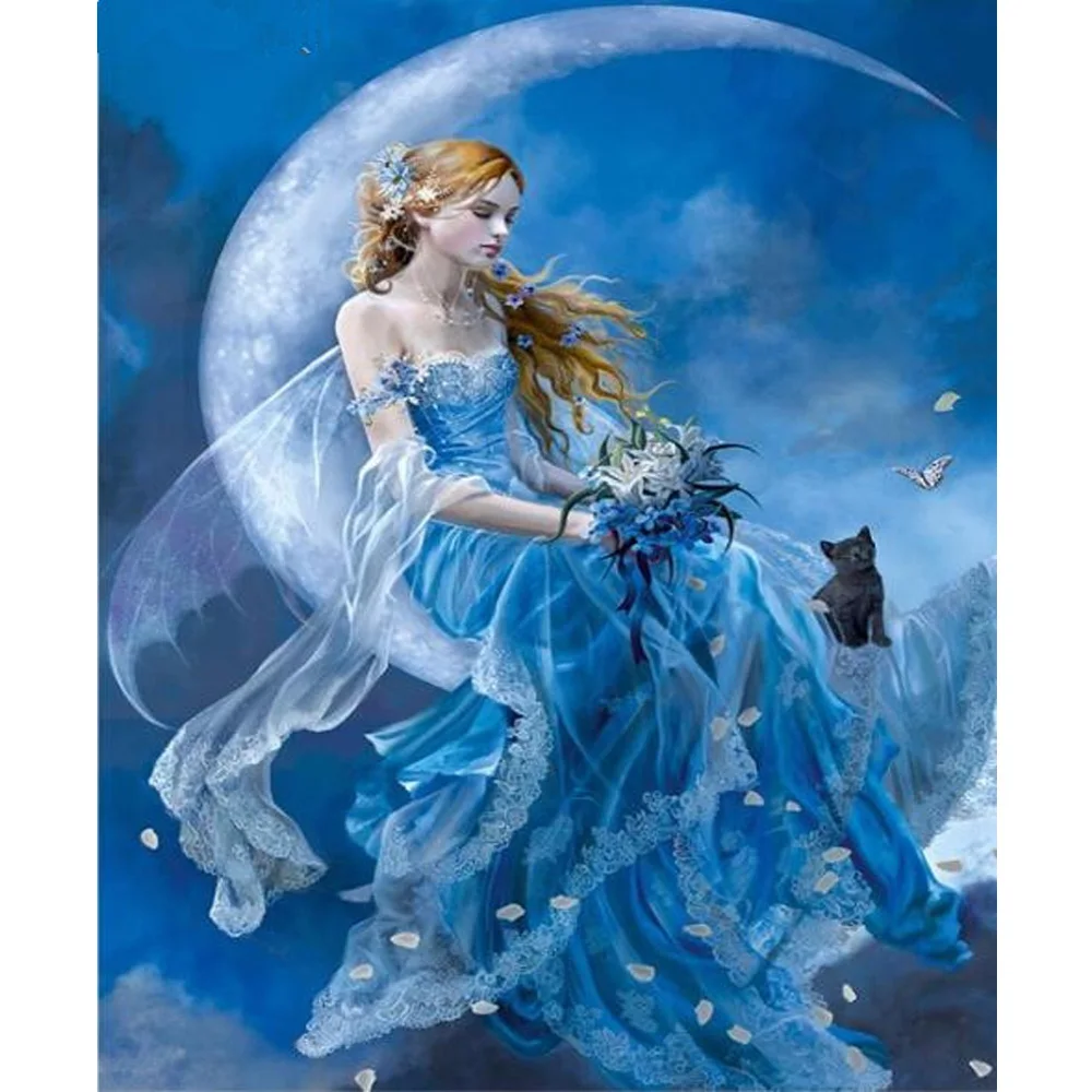 

Diamond Embroidery 5D DIY Diamond Painting Girl with Cat Flowers Diamond Painting Cross Stitch Rhinestone Decoration KL393