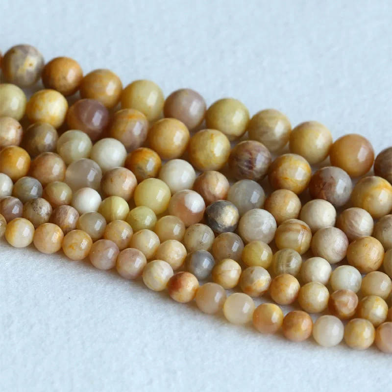 

Real Genuine Natural Yellow Oligoclase Sunstone Round Loose Gemstone Ball Beads 8mm 10mm 12mm 15" 05149