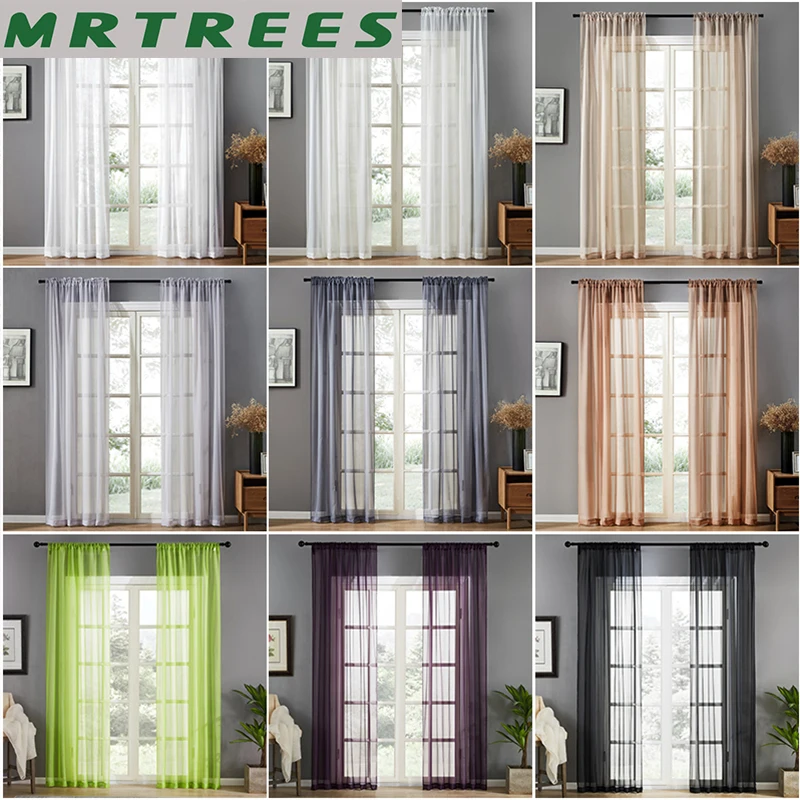 

Solid Modern Tulle Curtains for Living Room Bedroom for the Kitchen Sheer Voile Curtains Drapes Curtain on the Window Finished