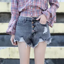 Inplusni женские шорты 2019 корейские кисточки пряжки отверстия джинсовые шорты женские летние тонкие горячие шорты женские брюки