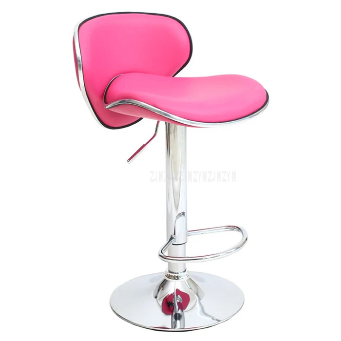 Нержавеющая сталь поворотный барный стул на стойке вращающийся 58-78 см регулируемая высота высокий барный стул со спинкой Мягкая Подушка - Цвет: Rose Red