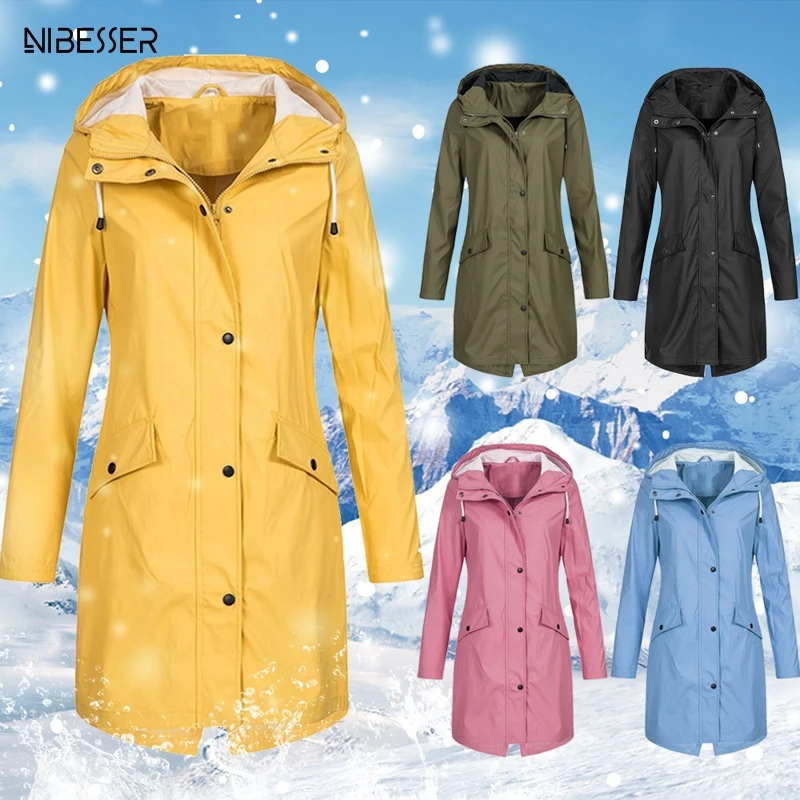 

NIBESSER NEW Waterproof Women Jacket Coat Transition Jacket Outdoor Hiking Clothes Lightweight Raincoat Women's Raincoat