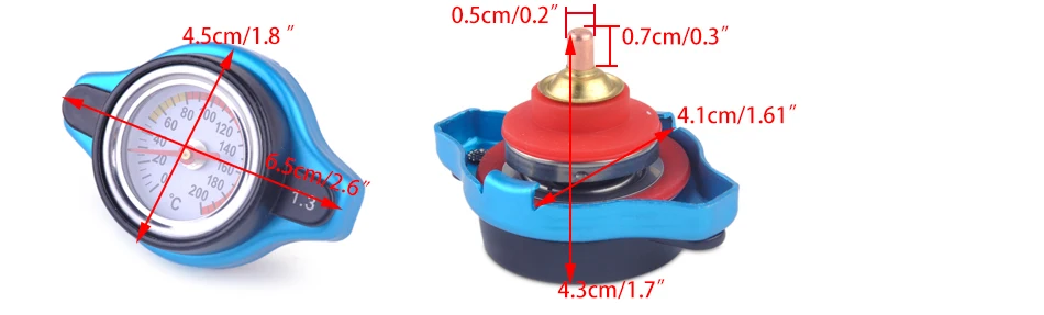 DWCX Автомобильный Алюминиевый сплав безопасный термостатический датчик крышка радиатора 1,3 бар маленькая головка измеритель температуры воды для VW BMW Audi Honda Kia