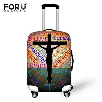 

FORUDESIGNS Unique 3D Cross Design Travel Suitcase Cover Elastic Dustproof Rain Cover for 18/20/22/24/26/28/30 Inch Trunk Case