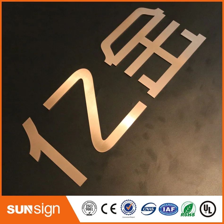 Rose gold metal signs matt polished stainless steel alphabet letters signage Rose gold metal signs matt polished stainless steel alphabet letters signage