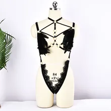 90-х фетиш одежда перо жгут фестивальный рейв перо белье набор пастельный, готический Винтаж портупея сексуальное боди БДСМ