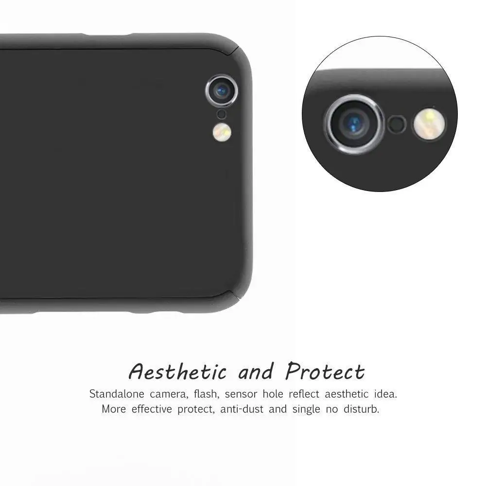 Ultra Thin Full Hard Case Cover & Tempered Glass Screen Protector for Apple iPhone 6S Black